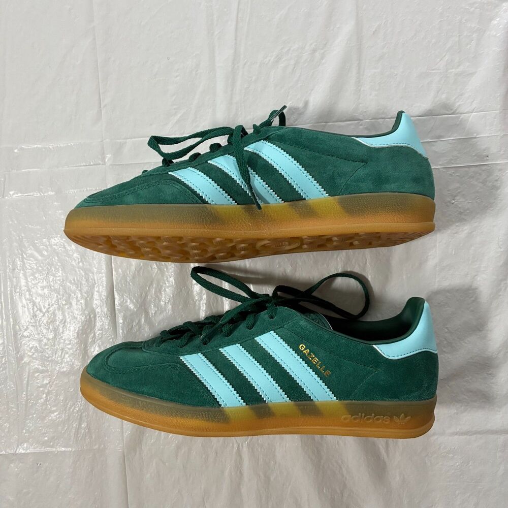 Adidas Gazelle Green Light Blue W Size 7 Suede Sneakers Low Top Colorful Logo - Picture 5 of 7